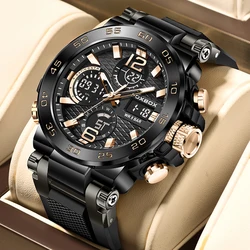 LIGE Mens Digital Watch Military Sports Swimming Watches Fashion Waterproof Dual display Wristwatch Men Clock Relogios Masculino