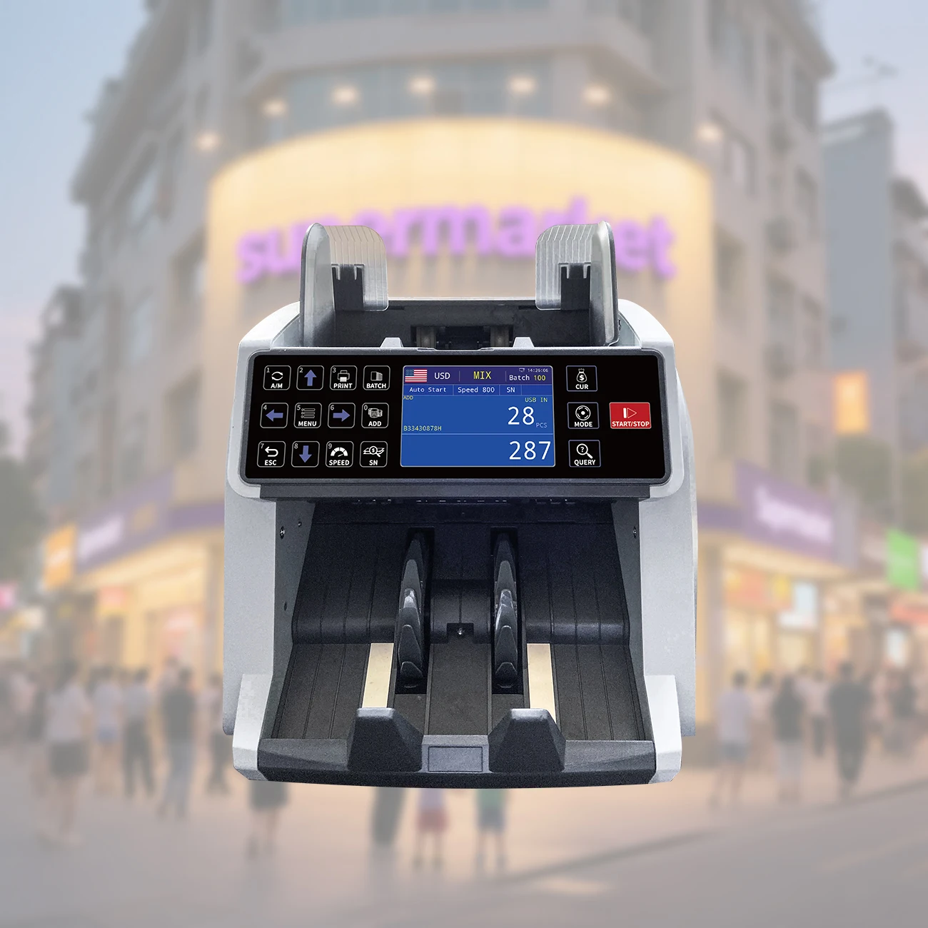 

High Precision Bank Grade Commercial Vertical Bill Counter Machine Multi-currency Support High-Speed Counting Auto Currency Sort