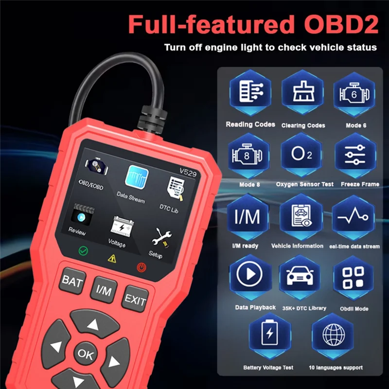 أداة تشخيص السيارة obd2 قارئ رمز المحرك رمز خطأ obdii الماسح الضوئي أداة إصلاح مسح السيارة #5