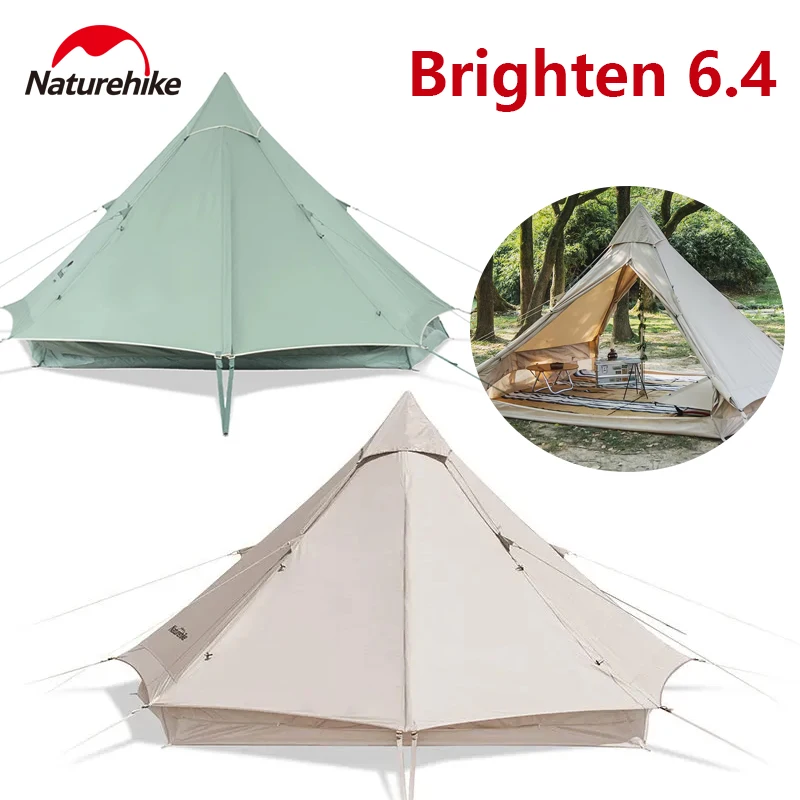 Naturehike Brighten 6.4 Cotton Pyramid Tent camping 3-4 Person Breathable Outdoor Travel Big Space Leisure Hiking Picnic Tent