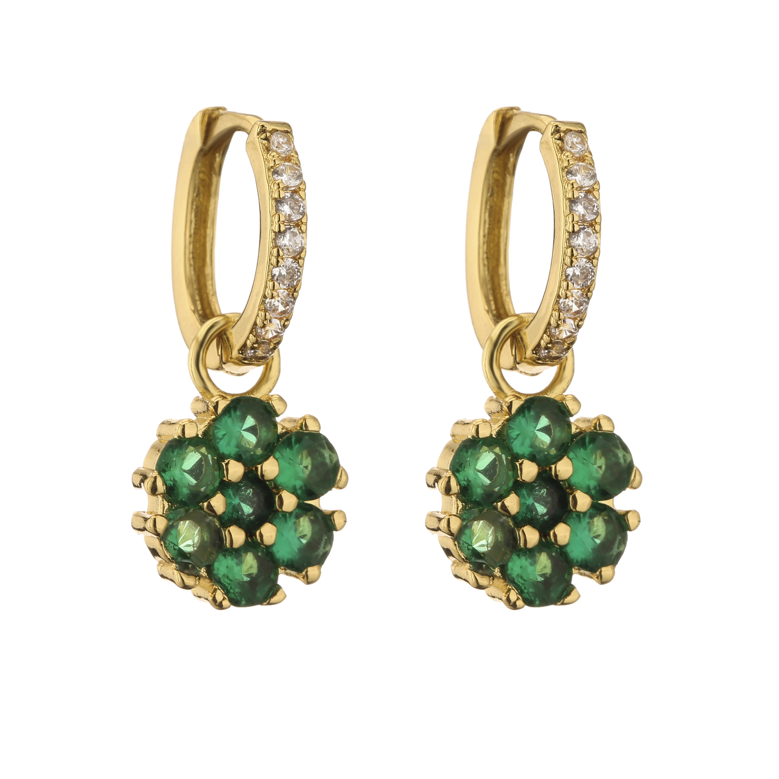HECHENG,Flower Geometric brass Golden Color Metal Circle Hoop Earring for Women Travel Jewelry Accessories