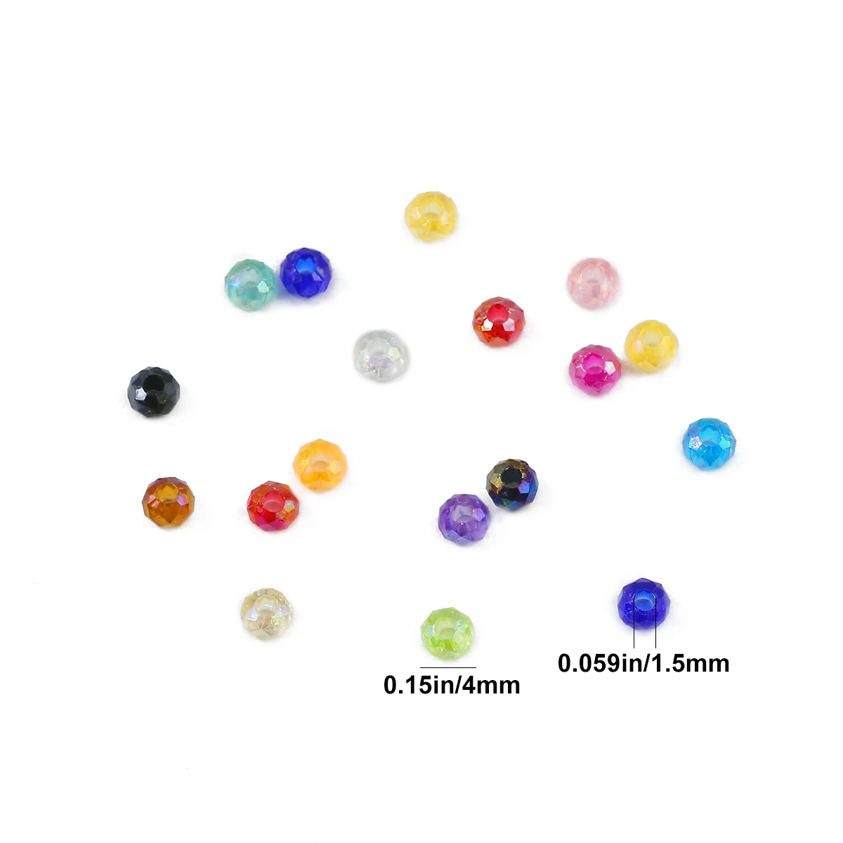 4mm Acrylic Flat-Round Bead with AB Coating Multicolored Beads Free Crystal Thread Included Handmade DIY Jewelr Makin Accessorie