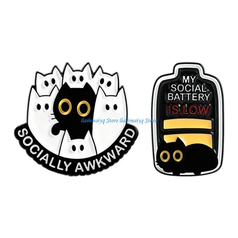 

573B Social Battery Low Expression Brooch Cartoon Animal Design Humorous Interaction