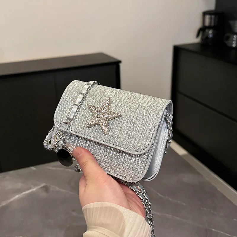 

Women Simplicity Large Capacity Messenger Bags Ladies Star Classic Chain Shoulder Bags Female Diamonds Crossbody Travel Handbags