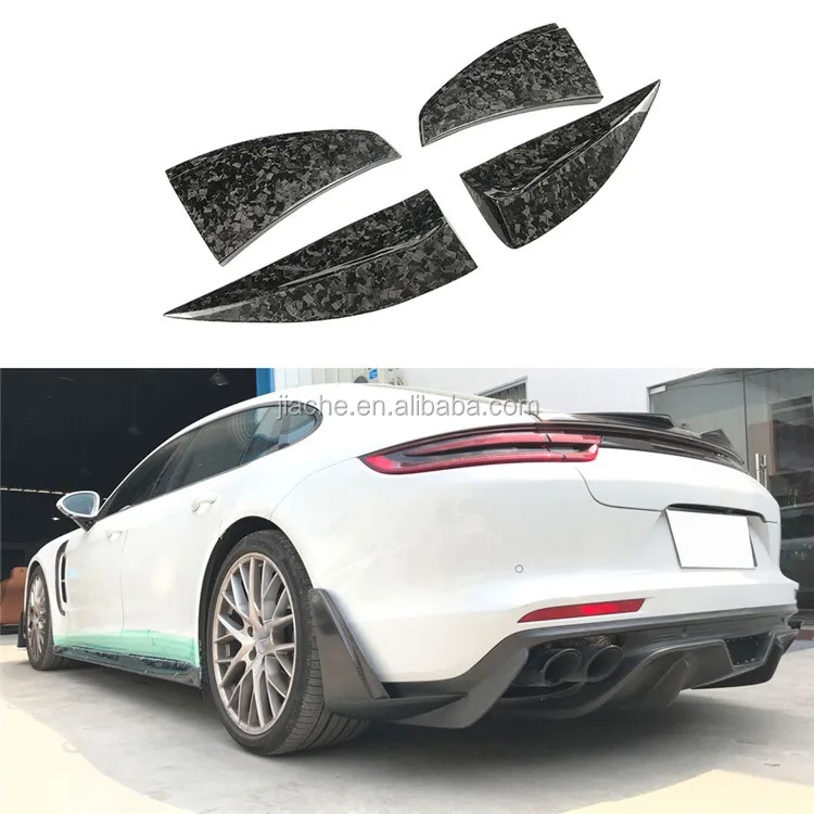 Spoiler Pemisah Bibir Belakang Serat Karbon Kering untuk Porsche Panamera 971 2017 2018 2019 Celemek Trim Bagasi Bumper Karbon Tempa