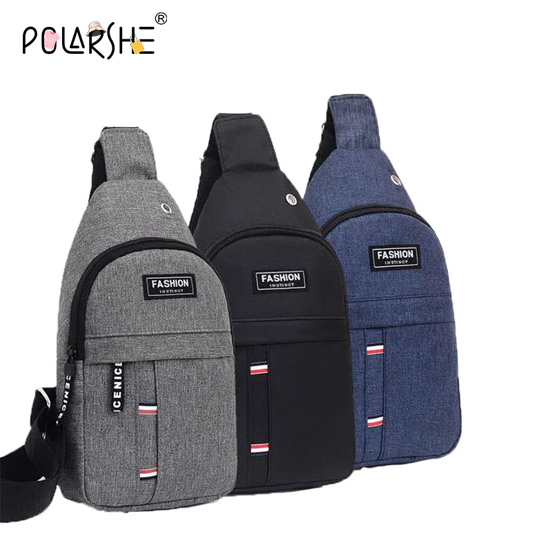 Polarshe Business Chest Bag for Men Waterproof Shoulder Crossbody Bag Casual Canvas Travel Bag Multifunction Storage Waist Bags