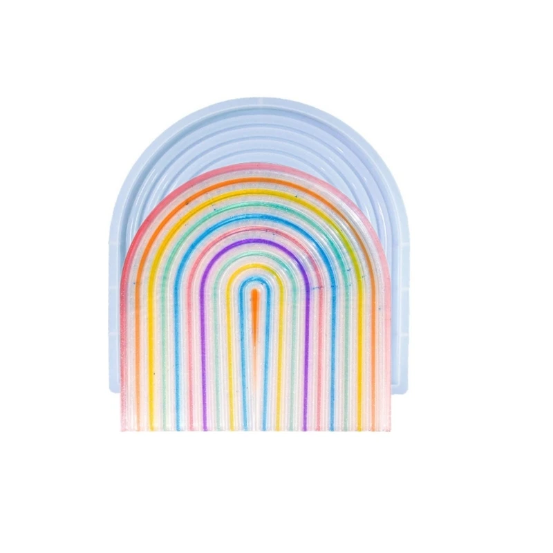 Plate Dish Resin Mould Home Decoration Rainbow Tray Silicone Molds Large Arched Striped Pallet Mold for Home Decoration