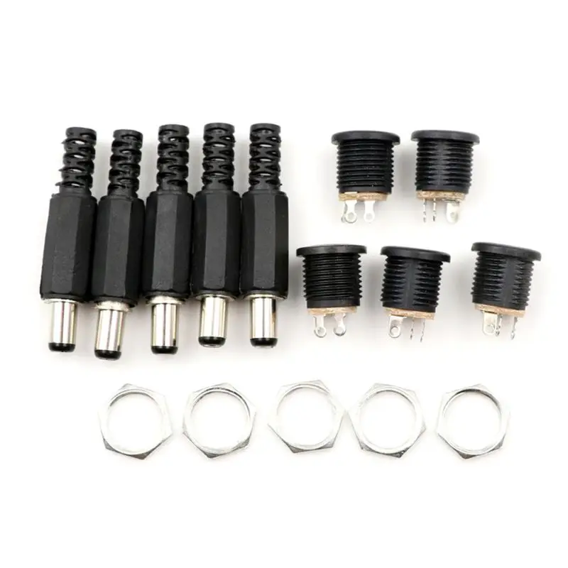 15Pcs  Power Plug 5.5x2.1mm for Dc Plug 5.5-2.1 Wire Type Standard Length 9mm for Dc Male Plug Power Supply