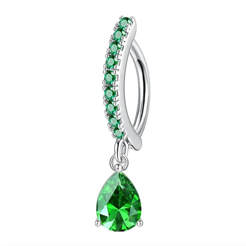 Stainless Steel Crystal Clicker Belly Button Ring