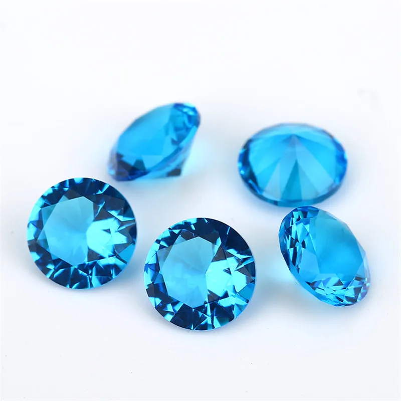 Size 4mm~10mm Round Cut Loose Glass Stone Synthetic Gems Rose Red Sea Blue Green White Black Garnet