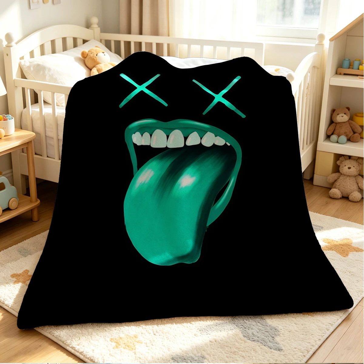 Neon Scream Flannel Blanket Warm Soft Halloween Christmas Couch Warm Cozy Decorative Decor Gift for All Season