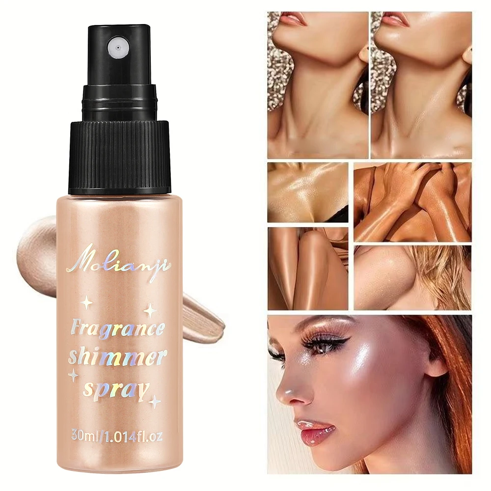 Spray błyskowy, trwały błysk, wodoodporny, odporny na pot, odporny na plamy, odpowiedni do twarzy, ciała, szyi, błyszczące kosmetyki