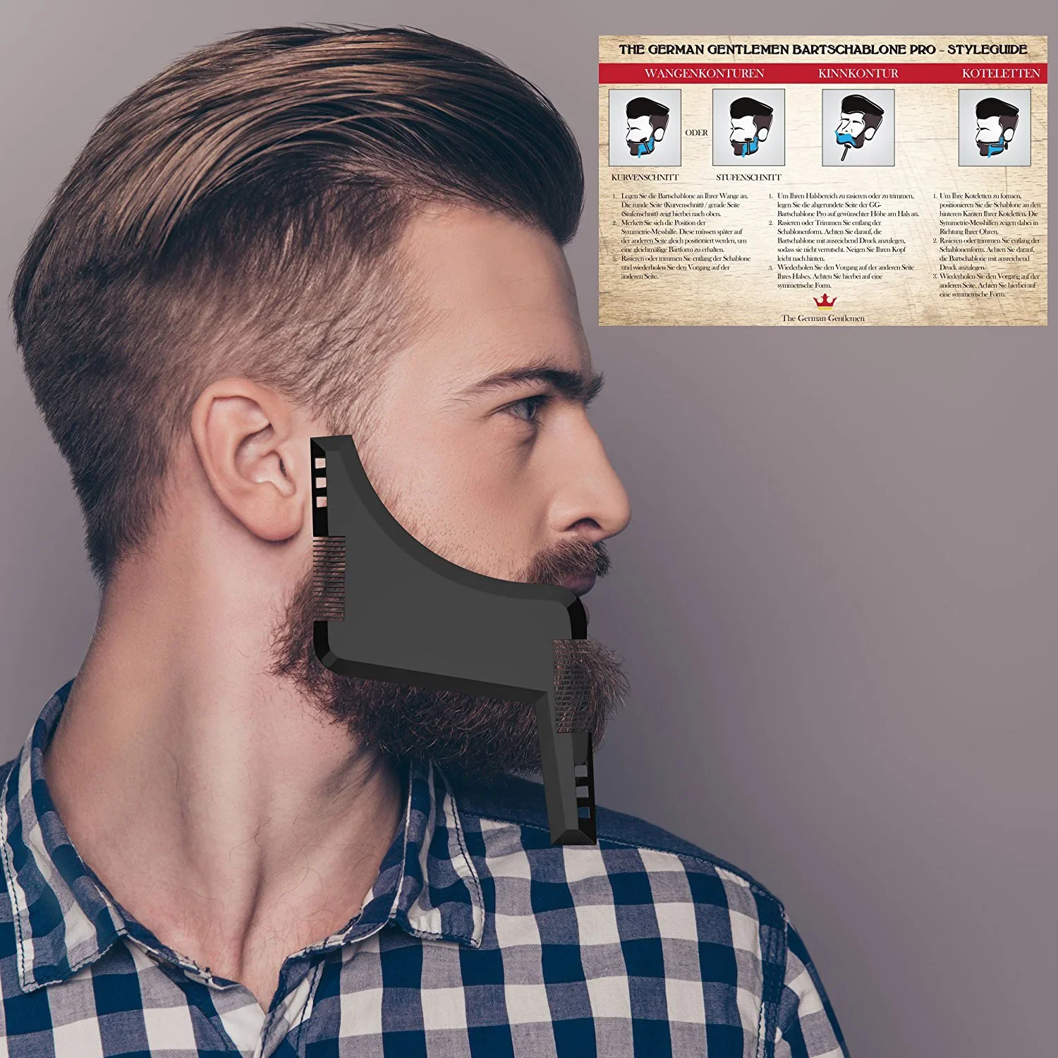 Bart Styling Gestaltung Vorlage Kamm Barber Werkzeug Symmetrie Trimmen Shaper Schablone Bart Haar Pinsel Schablone Salon Styling Werkzeuge – Detail 3