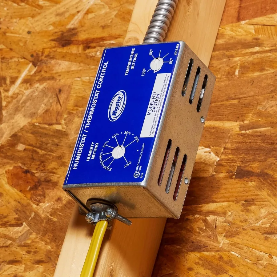 مروحة جبل GAF 1600 CFM مع ترموستات Humidstat HT1: سهلة التركيب وتهوية عادم فعالة وتدفق هواء عالي