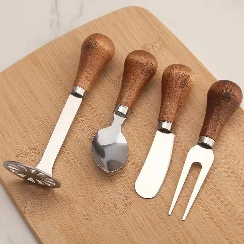 Stainless Steel Cheese Tool Rust Resistant with Comfortable Wooden Handle for Home Kitchen Daily Cheese Cutting