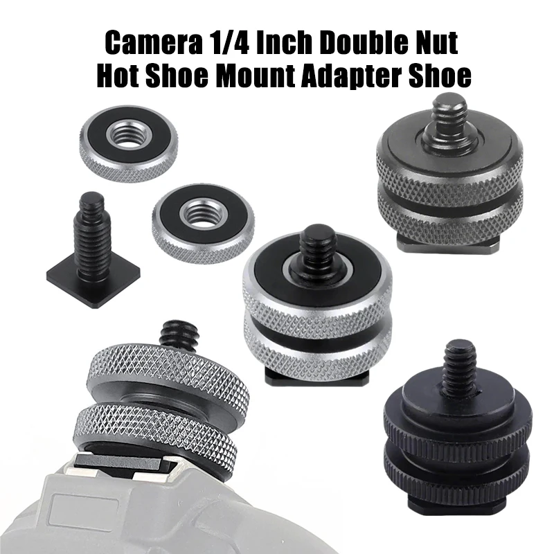 Kamera-Blitzschuhadapter auf 1/4 Zoll Doppelmuttern-Kaltplattenadapterhalterung für GoPro Hero Action-Kamera DSLR Fotostudio