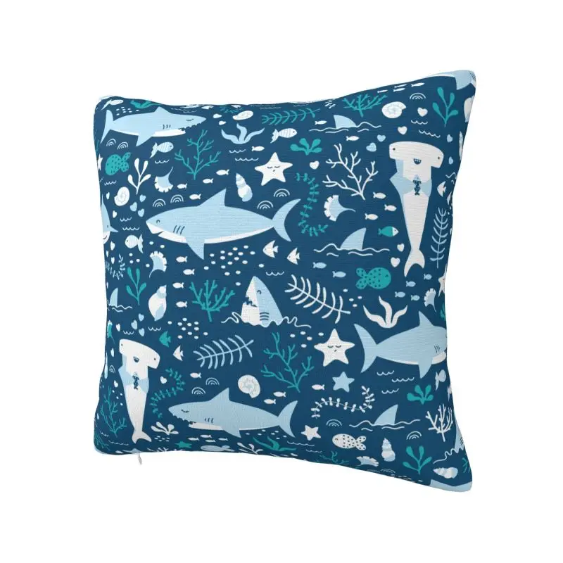 Modern Ocean Animal Shark Cushion Cover 66*66 cm Velvet Throw Pillow Case for Living Room Sofa Chair Pillowslip