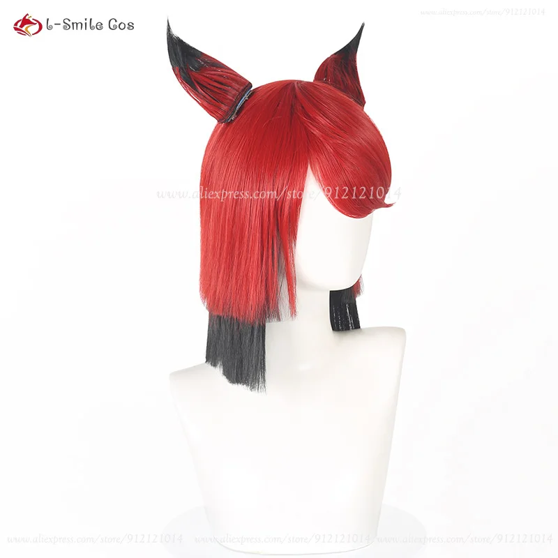 Peluca de Alastor de Anime para hombres y mujeres, pelo sintético resistente al calor, disfraz de Cosplay con oreja, fiesta, Hotel