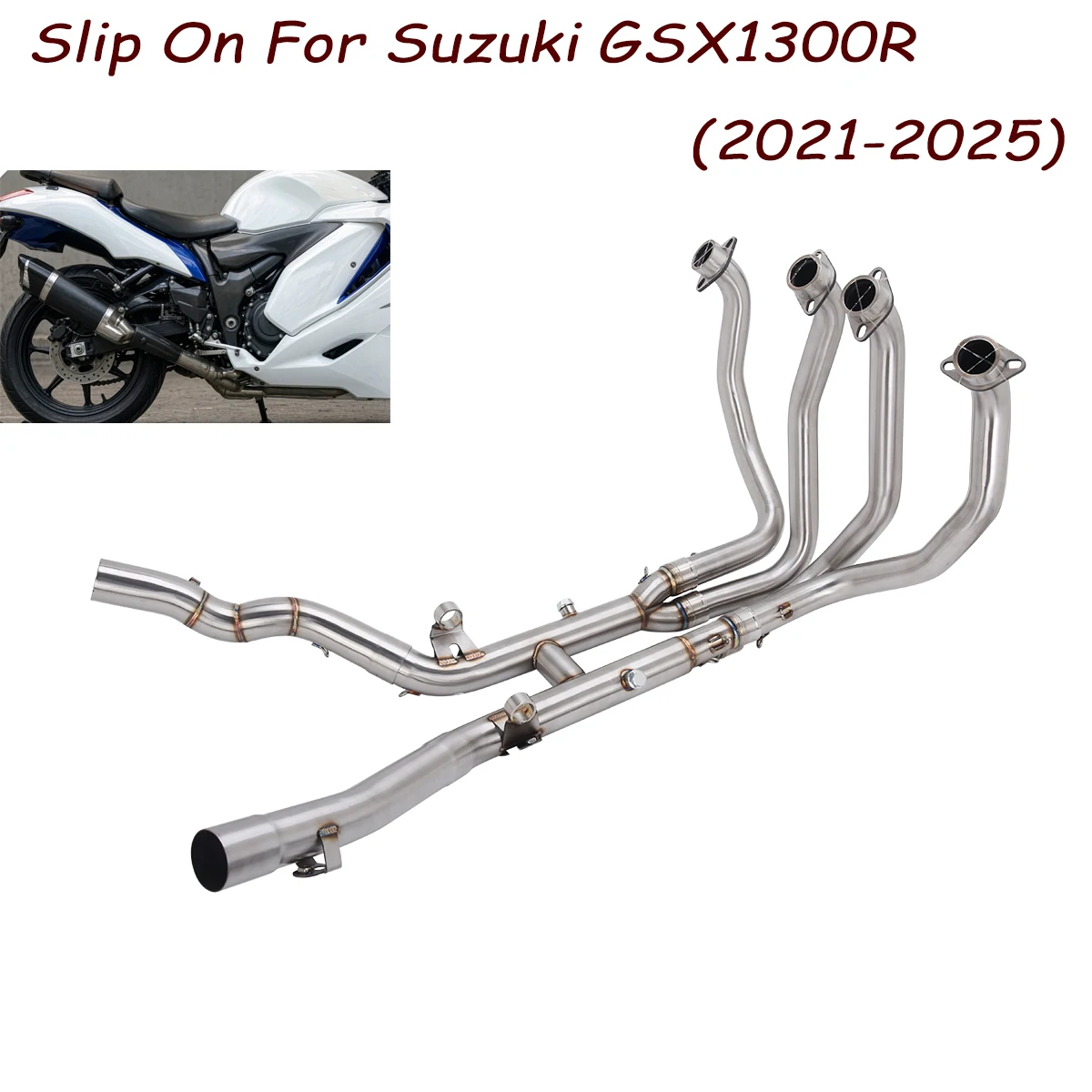 Slip On For Suzuki GSX1300R Hayabusa 2021 - 2025 Motorcycle Exhaust Escape Front Link Pipe Stainless Connect Original Muffler