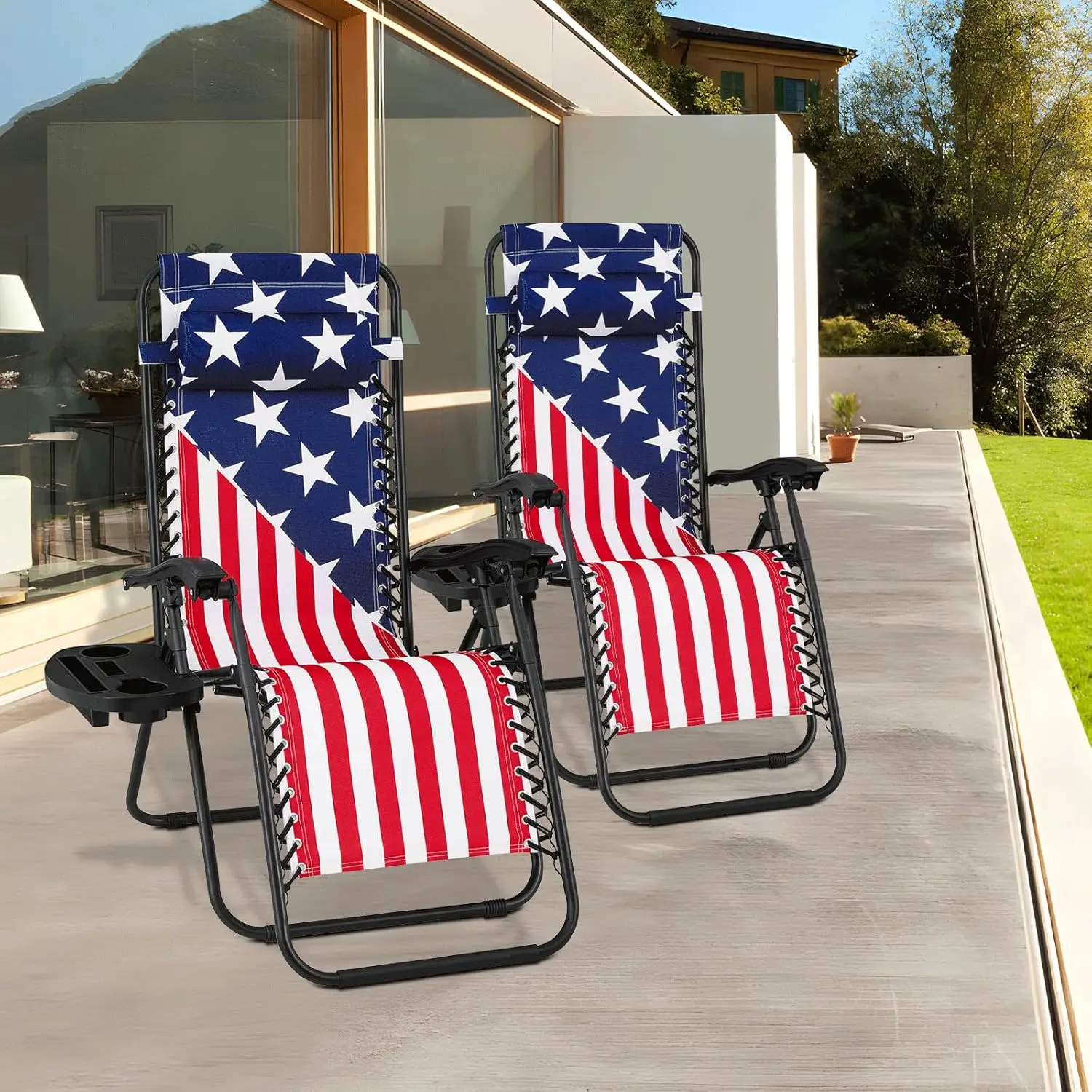 Zero Gravity Chairs Set of 2 Outdoor Folding Patio Lounge Chairs for Outside Reclining Lawn Chairs Recliner Beach Chairs for Adu