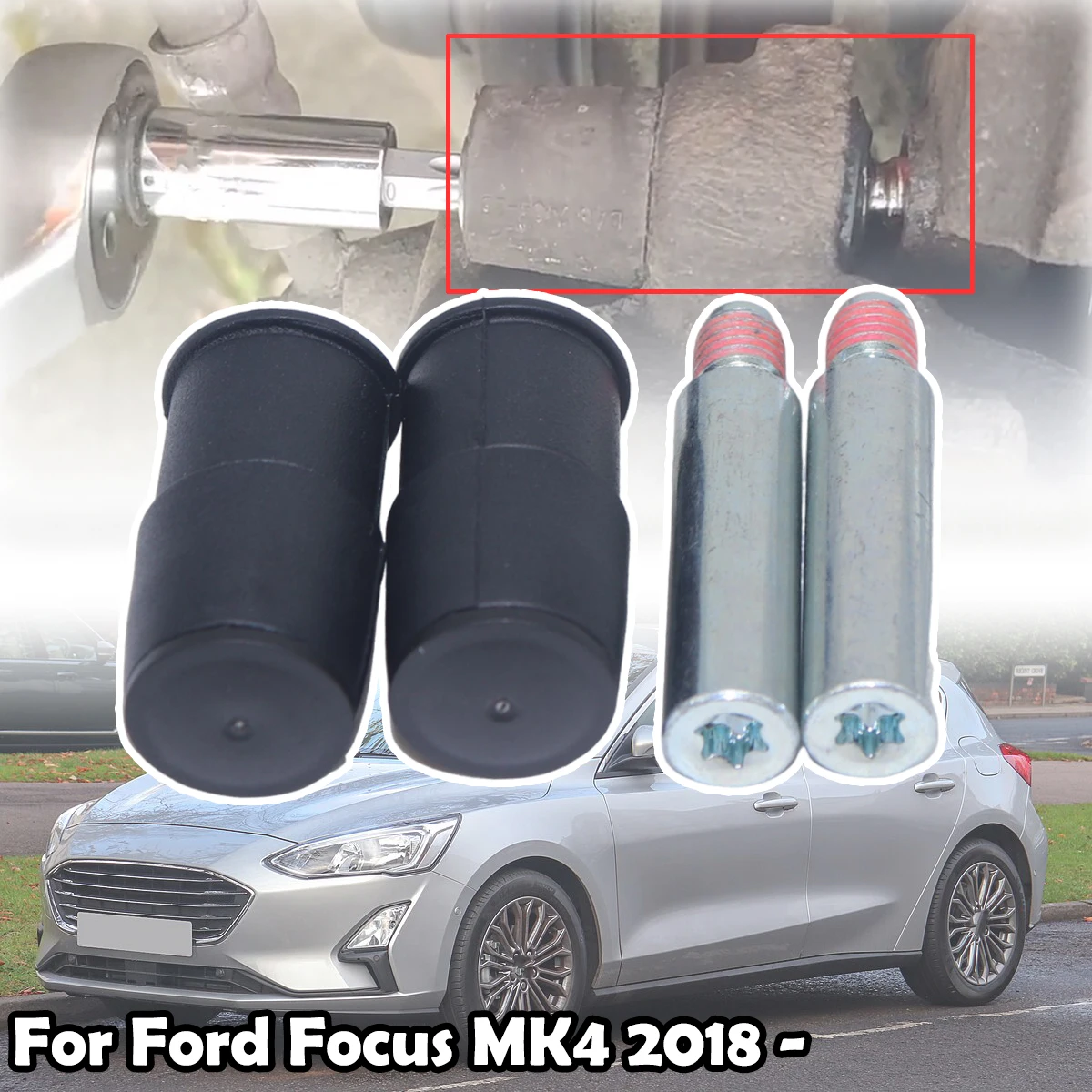 

Комплект болтов направляющих слайдера заднего тормозного суппорта для Ford Focus MK4 2018 — корпус левого и правого диска, сильфонная втулка, уплотнение багажника