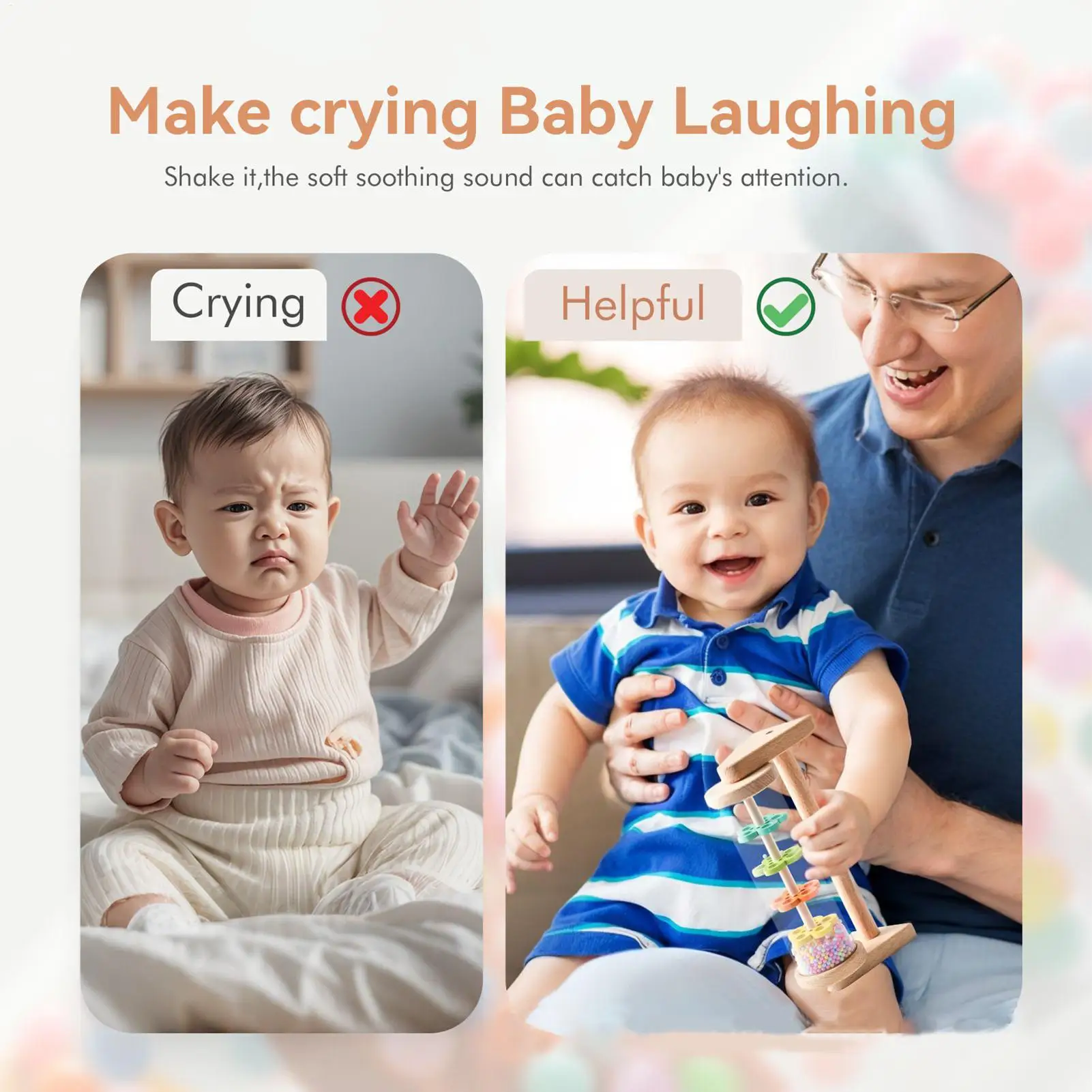 Vara de chuva brinquedo do bebê para a criança instrumento sensorial educacional chuva vara brinquedo musical para 0-3 anos para o berçário do jardim de infância