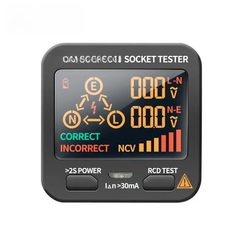 Multifunctional digital display socket tester, electrician, ground wire tester, line phase measurement plug, polarity electrosco