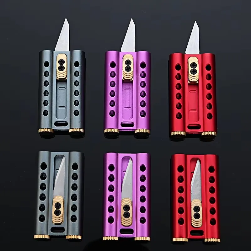 Multi functional paper cutting knife portable mini push Latin American knife keychain pendant disassembly express knife