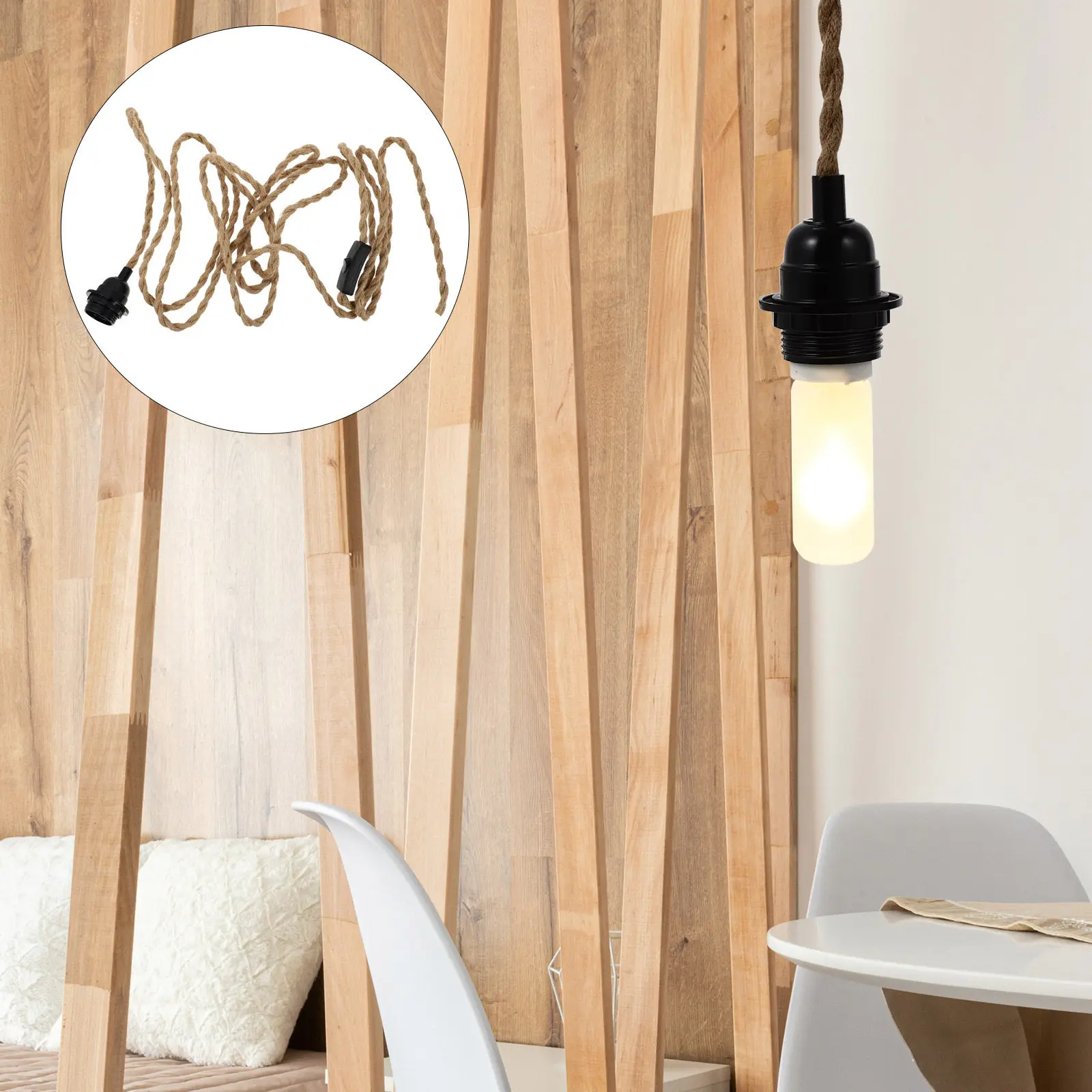 

Комплект винтажных кабелей для подвесных светильников: ретро-кабель из пеньковой веревки с вилкой US для декора в стиле рустик и индастриал