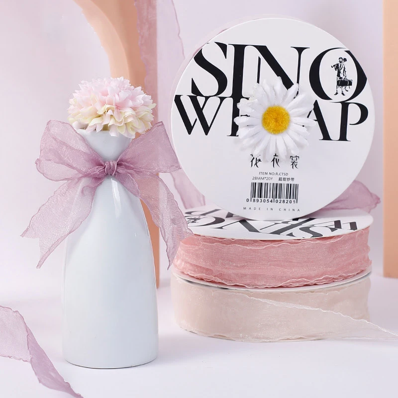 Sheer Chiffon Ribbon Organza Satin Translucent Chiffon Ribbon for Wrapping Decorating Wedding Birthday Bouquet Garland