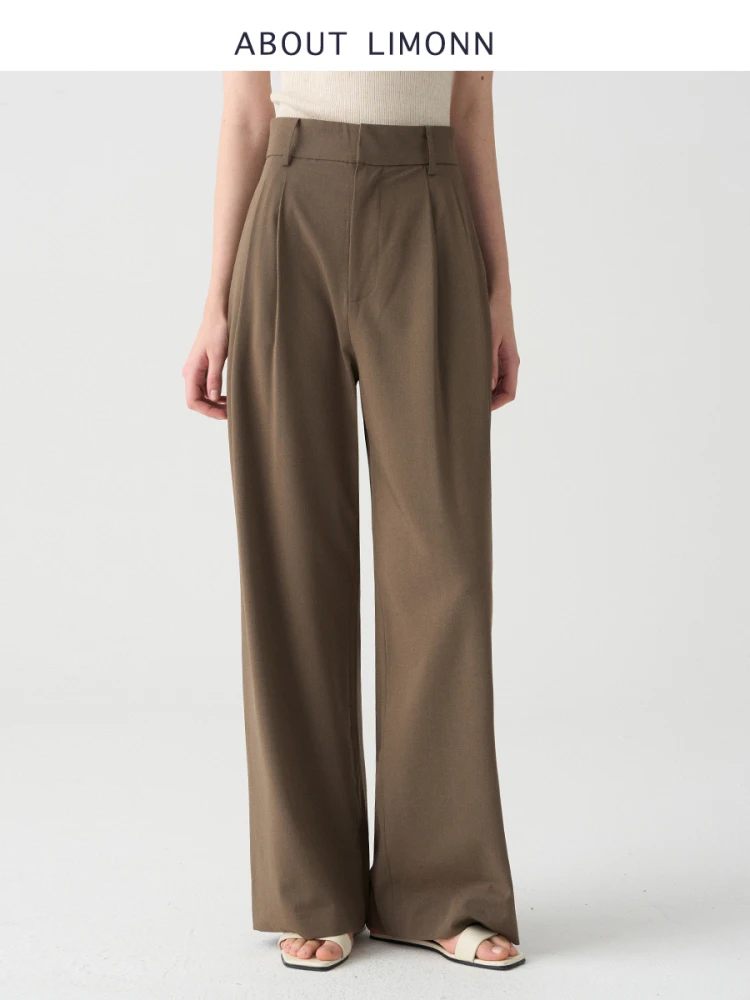 

LIMONNN High Waist Wide Leg Casual Pants 2025 Summer New Sle Slimming Straight Cut Profional Suit Pants for Women