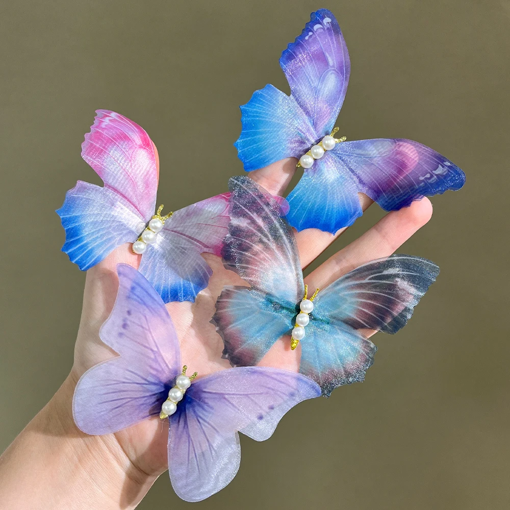 10/20PCS Retro High-end Side-clip Perlen Haarnadel Frauen Tüll Schmetterling Haar Clips Schöne Kopfbedeckung haar Zubehör