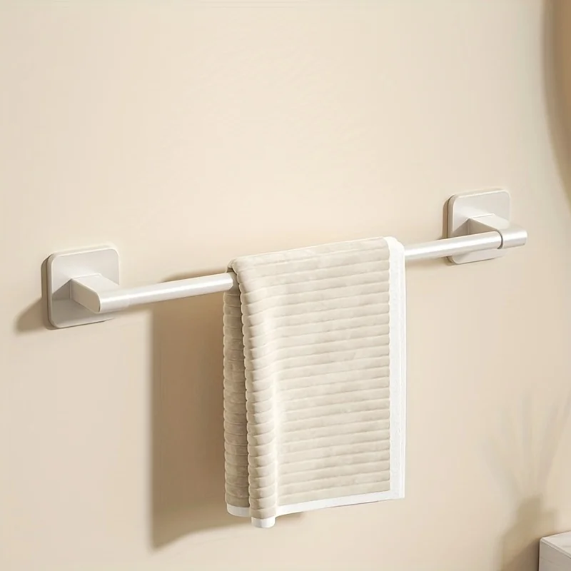 1 Stück Badezimmer-Einrichtungen, weiß, nicht perforiert, Wandmontage, Badezimmer-Handtuchhalter, Größe 40–60 cm, Aufbewahrungsregal, Handtuchhalter – Detail 6