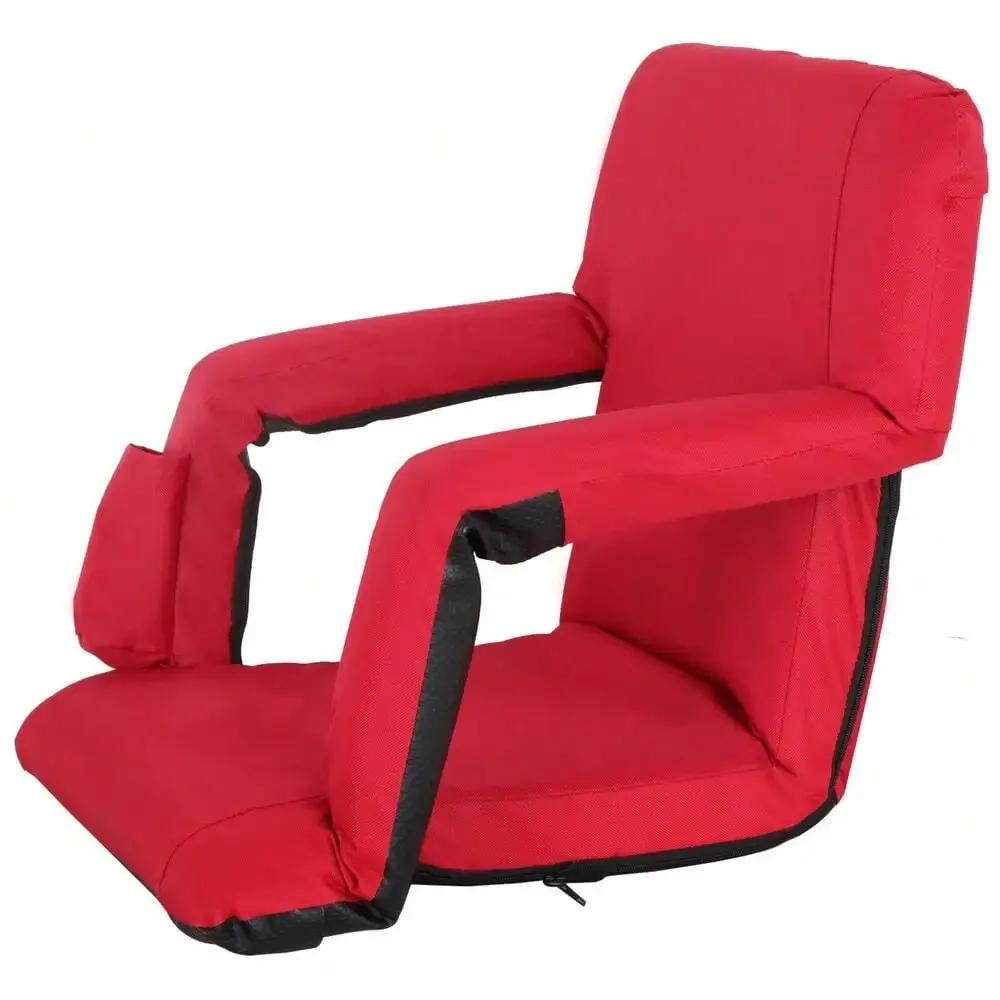 

Stadium Seat Chair Bleacher Seats 5-Reclining Positions with Back Support Red