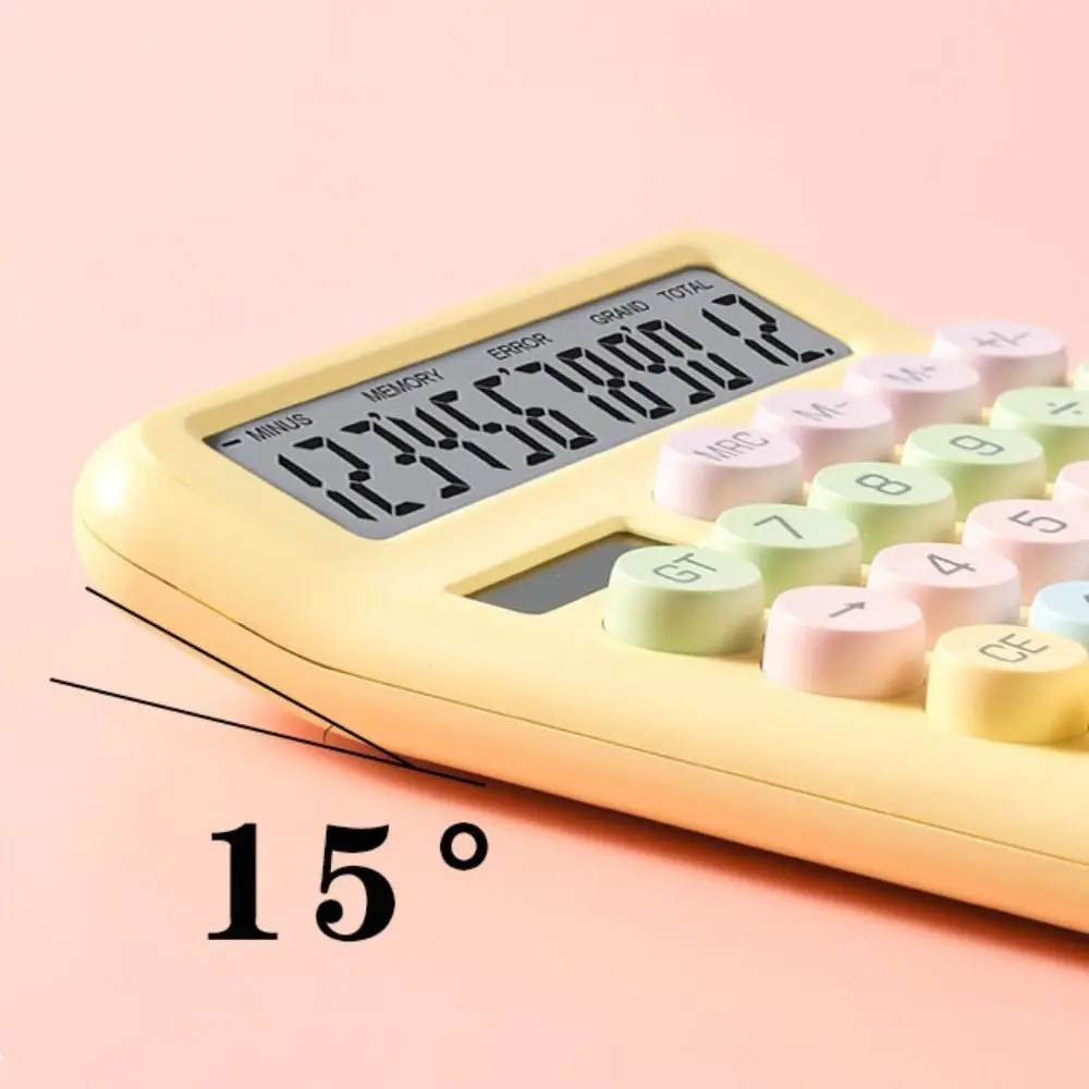 

Solar Powered 12 Digits Calculator Mechanical Keyboard Widscreen Candy Color Calculator Dual Power Supply Dopamine Calculator
