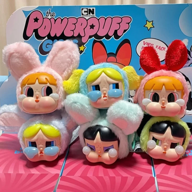 Original Blind Box Crybaby×Powerpuffgirl Mysterious Box Of Flying Little Girl Cop Series Rubber Face Doll Pendant Toy Gift