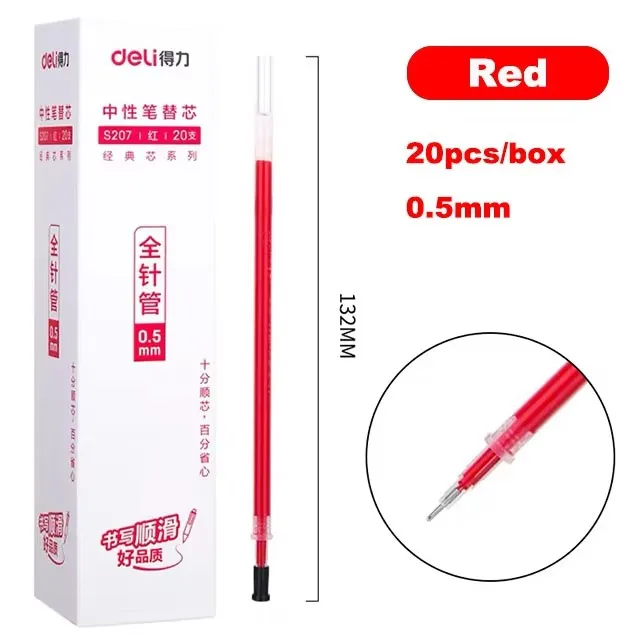 Deli Gel Pen Refill 0.5mm Fijne Neutrale Pen Zwart Rood Blauw Inktkleur voor Studenten Soepele Schrijfpen Refill Schoolkantoorbenodigdheden