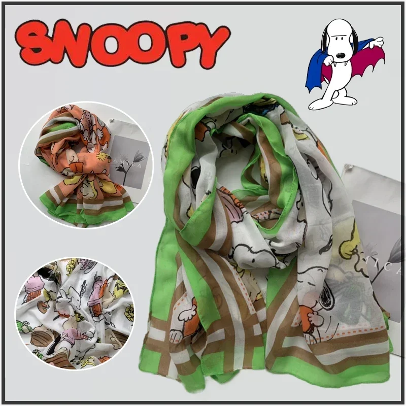 

Snoopy Women Fashion Scarf Cute Cartoon Print Spring Autumn Warm Scarfs Female Sunscreen Shawl Neckerchief Girls Hijab Headband
