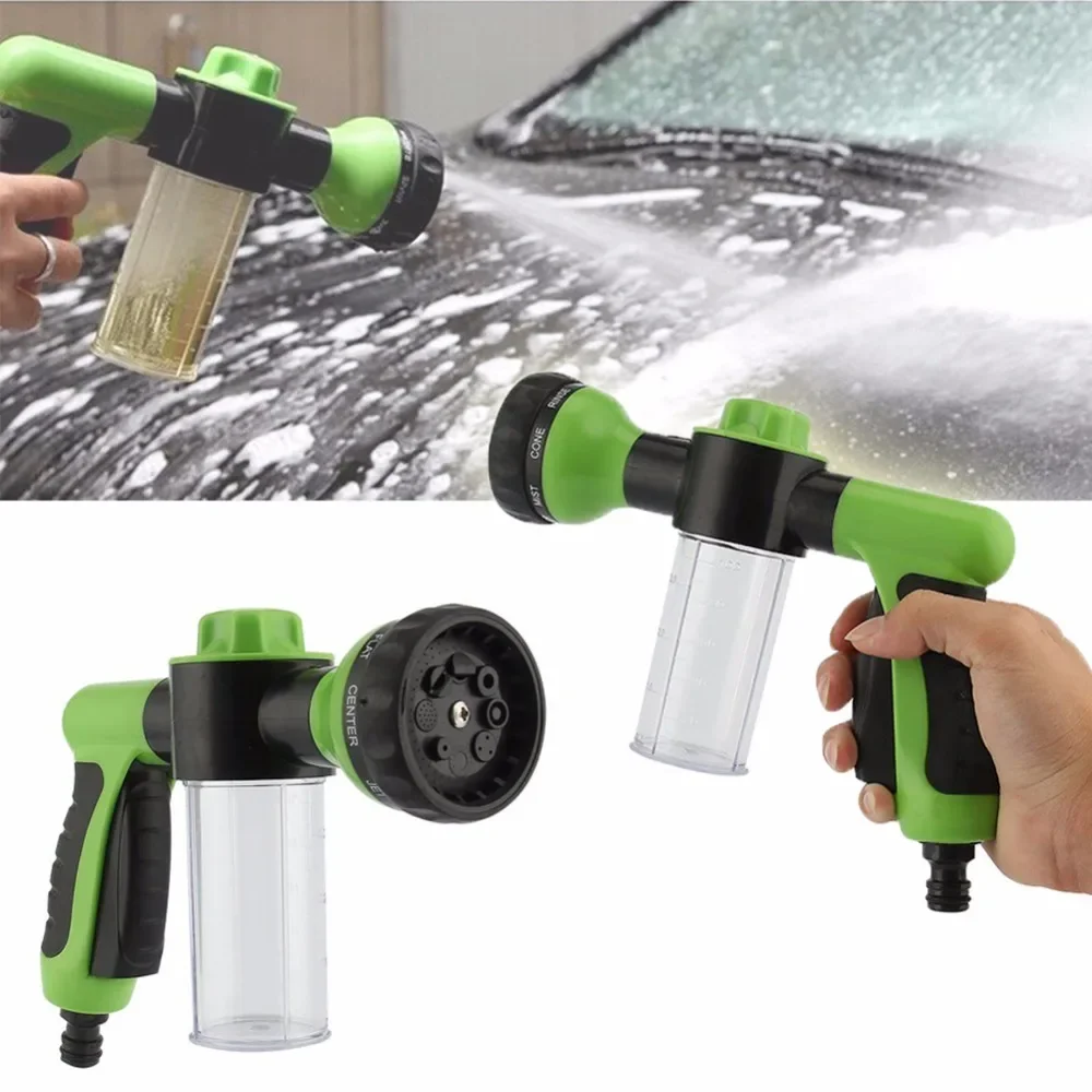 

8 In 1 Pressure Hose Nozzle Foam Gun Jet Spray Gun Soap Dispenser Garden Watering Horse Dog Animal Water Gun Car Washing Tools