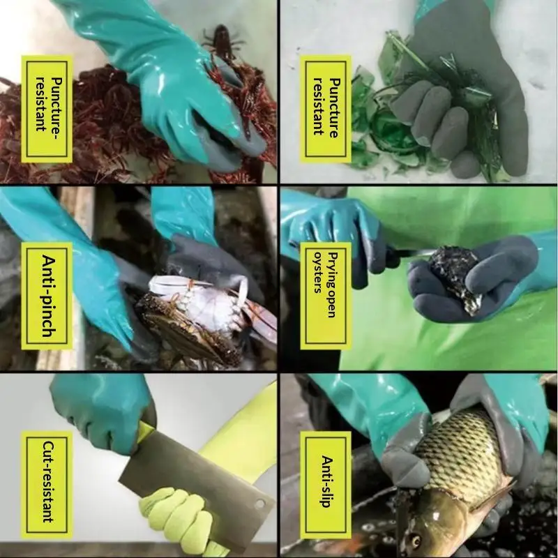 Safety Work Gloves Cut Resistant Anti-Skid Soft Rubber 1 Pair Ideal for Kitchen Washing Construction Gardening Work