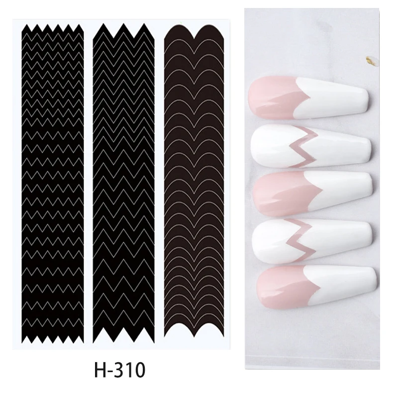 Adesivi per modelli di unghie francesi striscia per bordi delle unghie Wave Design French-style Manicure guide ausiliarie per punte delle unghie per strumenti per unghie Line