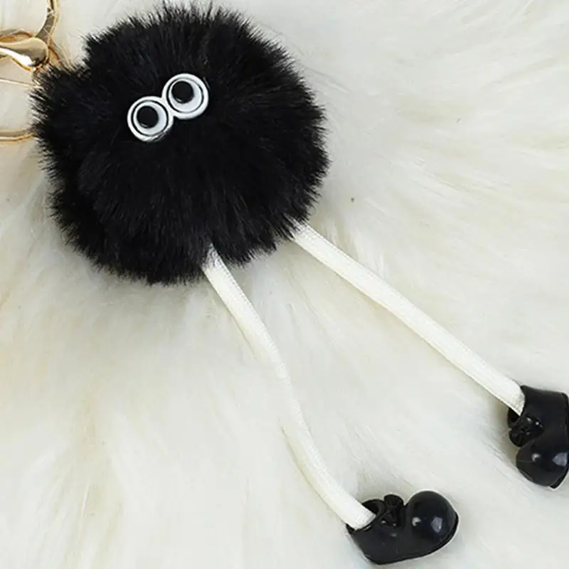 Puff Ball Schlüssel bund lange Beine flauschige Ball Anhänger Cartoon Pom Pom Plüsch Schlüssel ring flauschig mit Augen für Rucksäcke Schlüssel Kinder