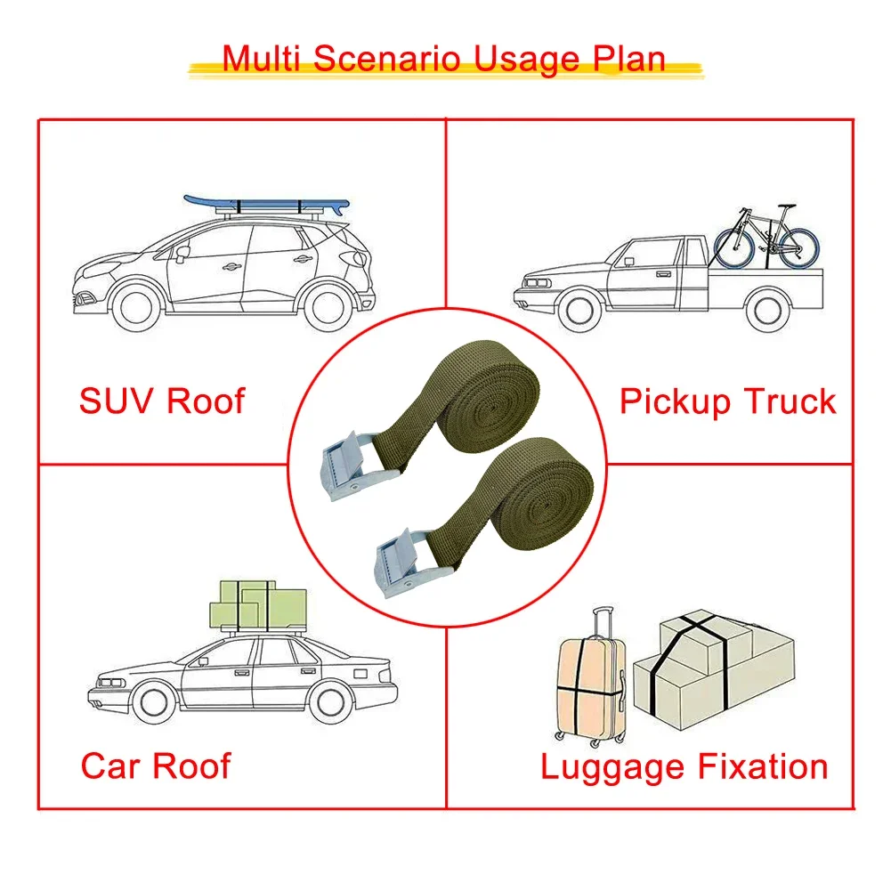 2pcs 5M Car Tension Rope Tie Down Strap Strong Ratchet Belt Car Luggage Bag Cargo Lashing Strap for Truck Motorcycle Bike Boat image 3