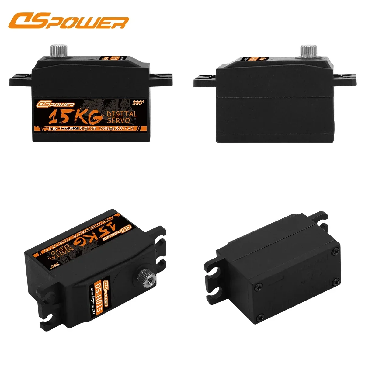 DSPOWER 15KG 180 ° /300 °   Metal Gear Digital Servo a basso profilo Corpo corto per 1/8 1/10 RC Auto Barca Elicottero Aereo Robot Parte