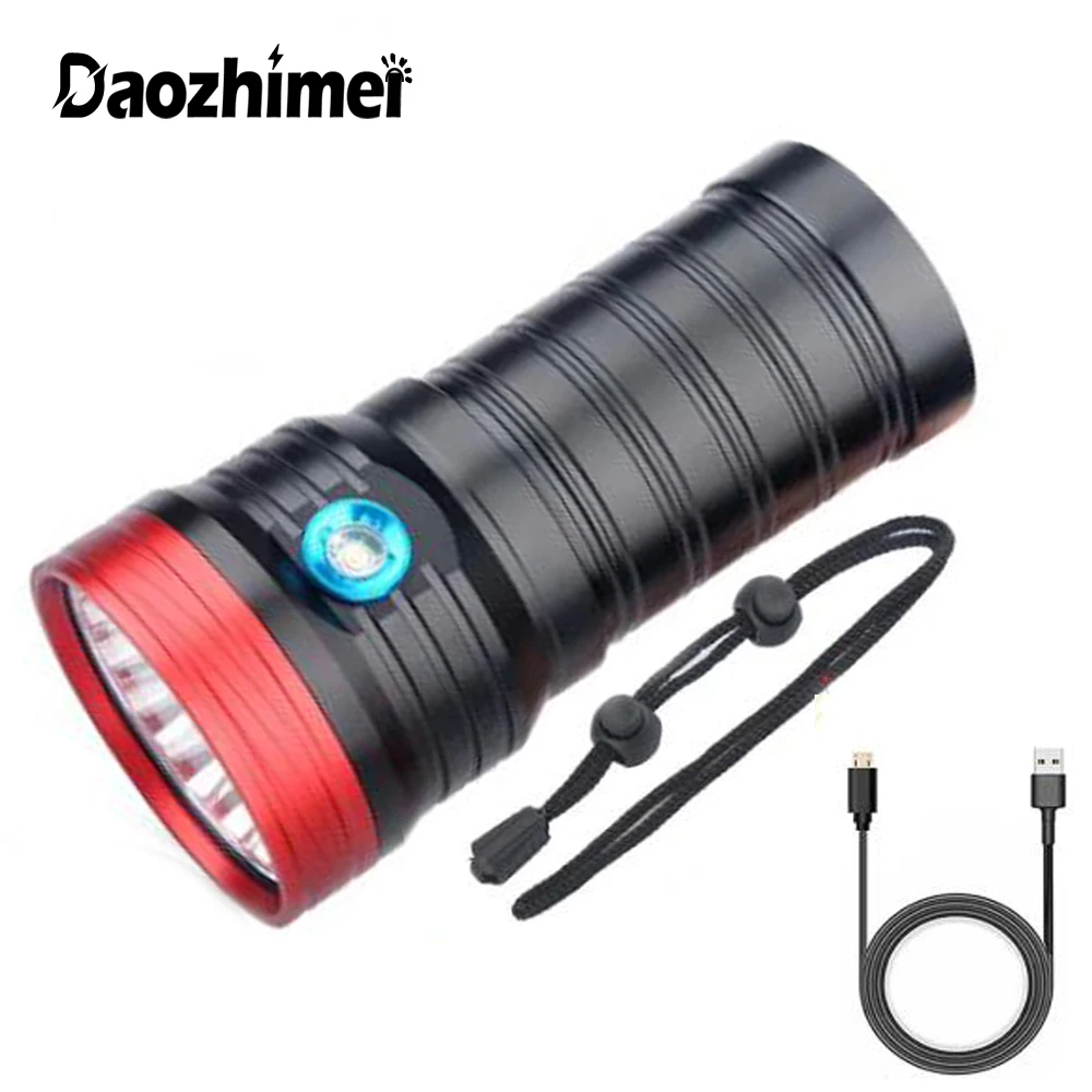 

Powerful 18xT6 LED Flashlight 4 Modes USB Rechargeable Torch Waterproof Camping Lanternas Hunting torch use 18650 Battery