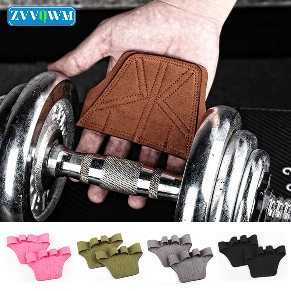 1Pair Four-fingers Fitness Gloves Gym Barbells Weightlifting Gloves Anti-slip Wear-resistant Palm Protect Workout Hand Support