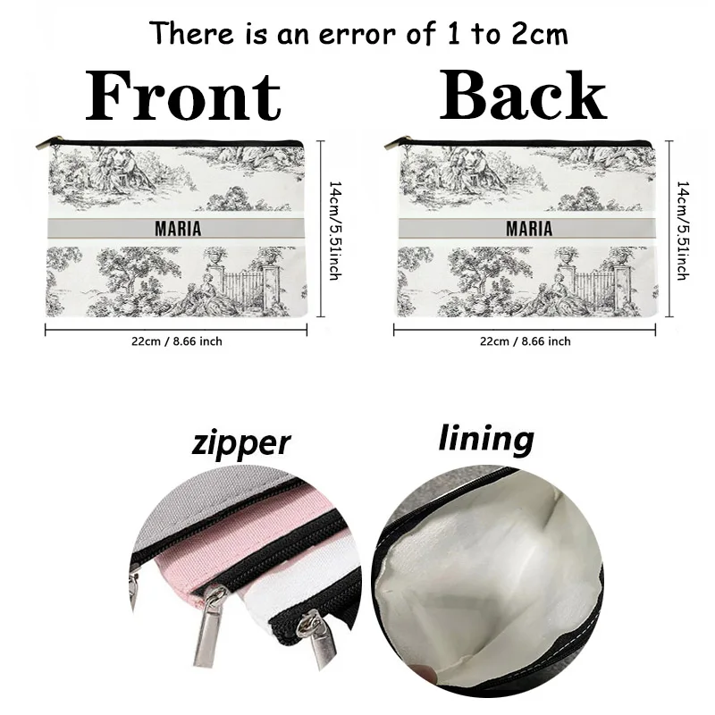 Customized French Toile De Jouy Village Country Pattern Makeup Cosmetic Bag Personalized Wedding Purse Bridesmaid Gifts Pouch