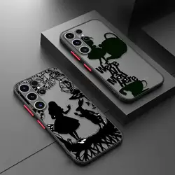 Matowa obudowa telefonu do Samsung S23 Ultra S22 S21 S20 FE S10 S9 Galaxy Note 20 10 Case Disney Alice in Wonderland Cute