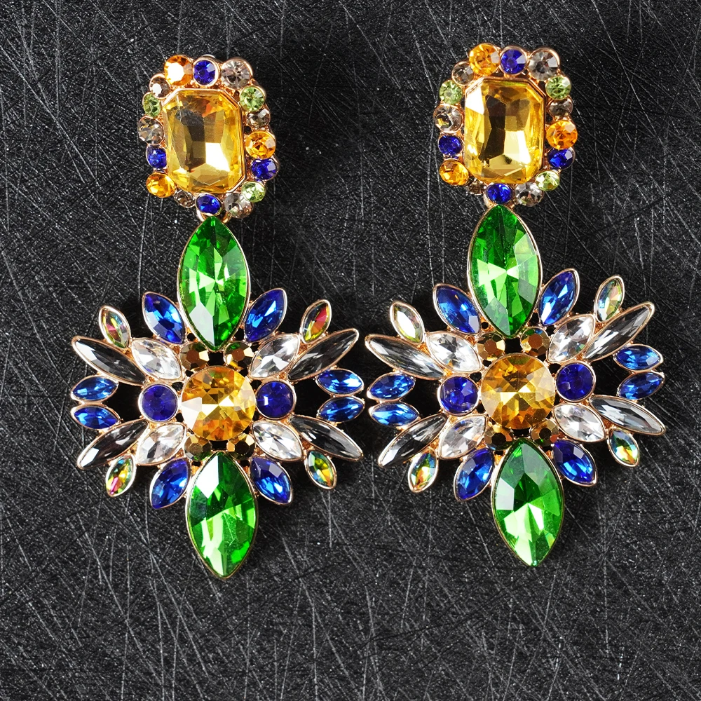 

Colorful Crystal Zircon Earrings for Women Sparkling Coquette Geometric Diamond Shape Gorgeous Shiny Party Accessories