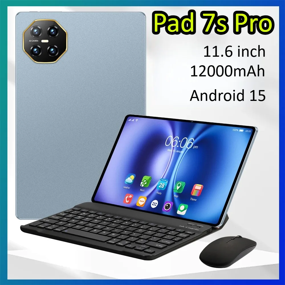 

Лидер продаж Pad 7s Pro, оригинальные планшеты 11,6 дюйма, Android 15 Tab 5G Dual Sim, 12000 мАч, планшетный ПК для детей с клавиатурой, ноутбуком